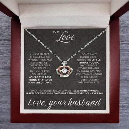 To My Love Necklace from Husband - Sweet Romantic Gift for Every Occasion - Crown Pendant Necklace - Personalize Memories