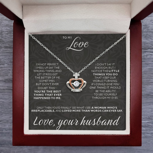 To My Love Necklace from Husband - Sweet Romantic Gift for Every Occasion - Crown Pendant Necklace - Personalize Memories