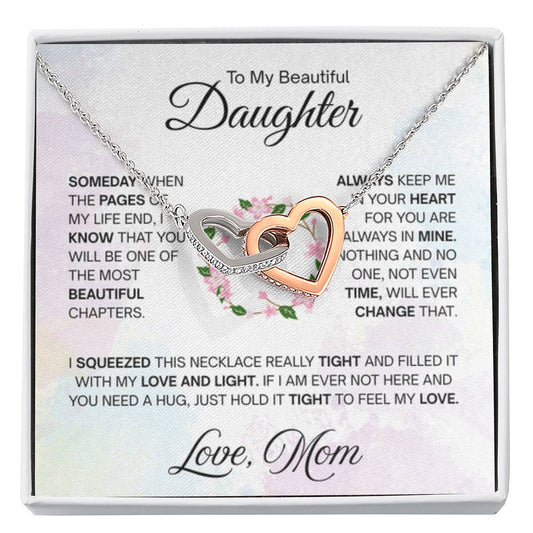 To My Daughter Necklace – Gift for Daughter’s Birthday and Graduation – Interlocking Hearts Necklace - Personalize Memories