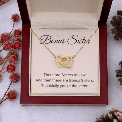 Bonus Sister Necklace Gift - Interlocking Hearts Necklace - Personalize Memories