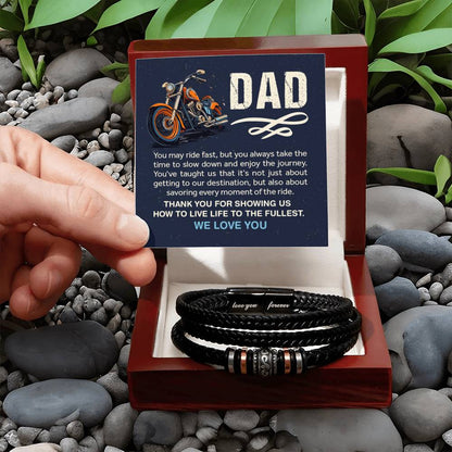 Gift for Dad from Kids - #1 Biker Dad - Love You Forever Bracelet - Personalize Memories