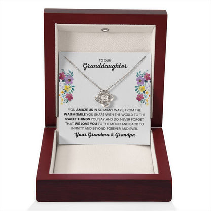 To Our Granddaughter - You Amaze Us Gift Jewelry from Grandma & Grandpa – Love Knot Necklace - Personalize Memories