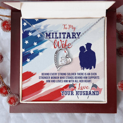 To My Military Wife from Husband - Forever Love Necklace - Personalize Memories