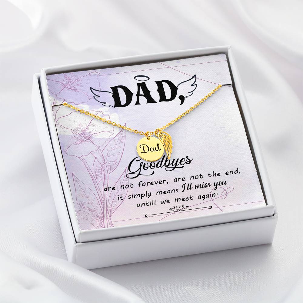 Dad Remembrance Necklace - Angel Wing Father Necklace