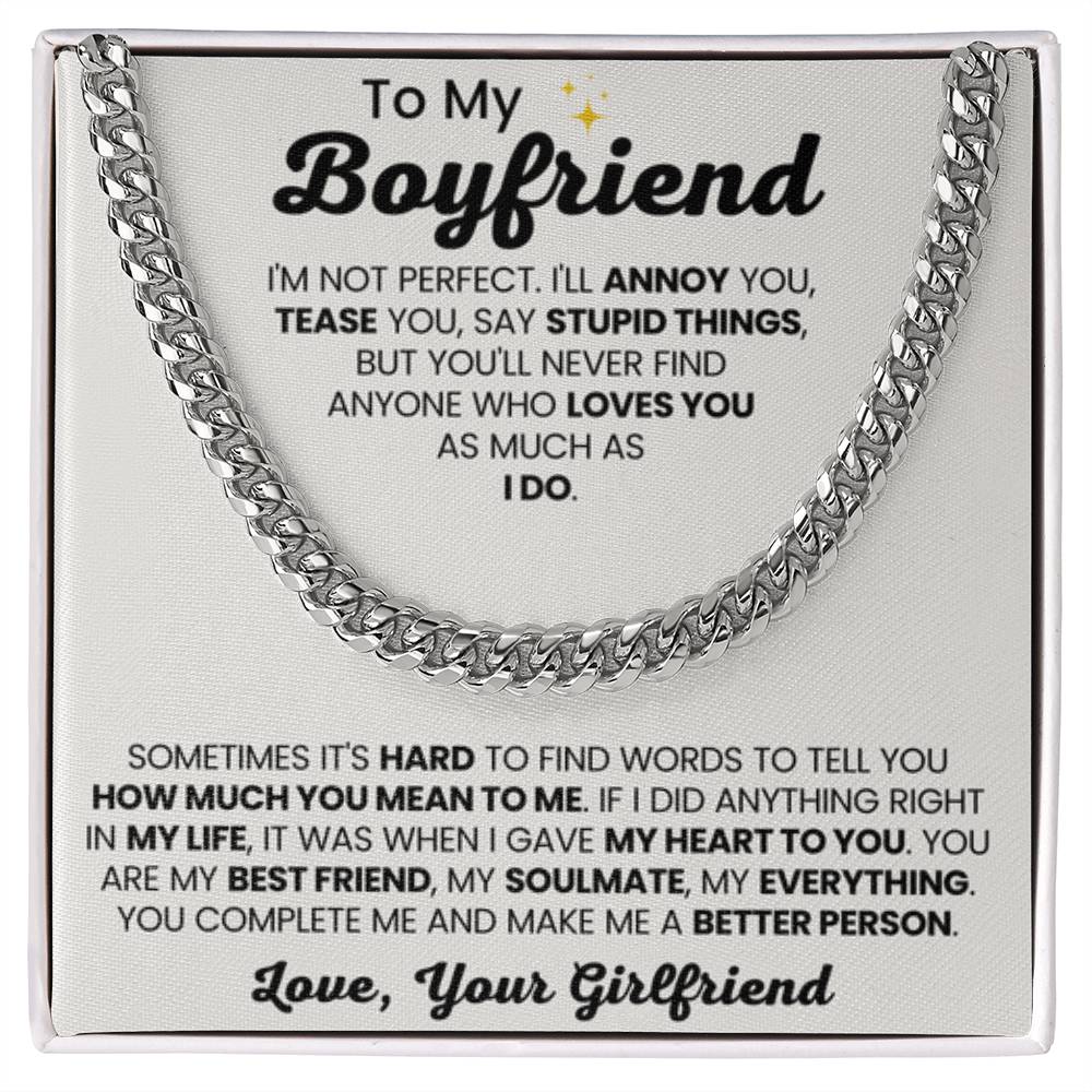 Cuban Link Chain for Boyfriend - Birthday, Anniversary Gift from Girlfriend - Personalize Memories