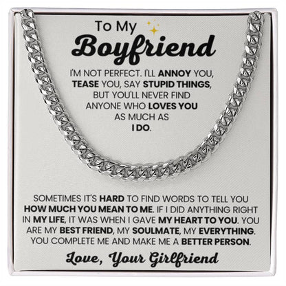 Cuban Link Chain for Boyfriend - Birthday, Anniversary Gift from Girlfriend - Personalize Memories