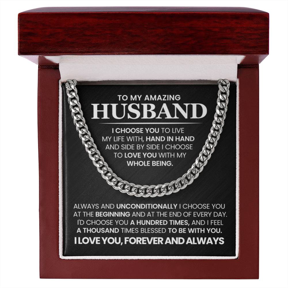 Gift for Husband from Wife - I Choose You - Cuban Link Chain - Personalize Memories