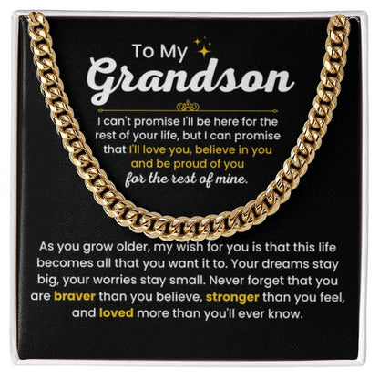 To My Grandson - I Believe in you - Chain Link Chain from Grandparents - Personalize Memories