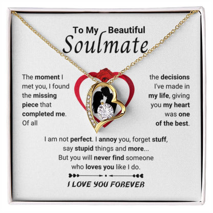 To My Soulmate Necklace - Gift for Her for Holiday Celebrations & Romance - Forever Love Necklace - Personalize Memories