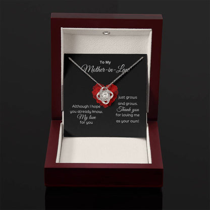 To My Mother In Law - Thank you for loving me as your own - Love Knot Necklace - Personalize Memories