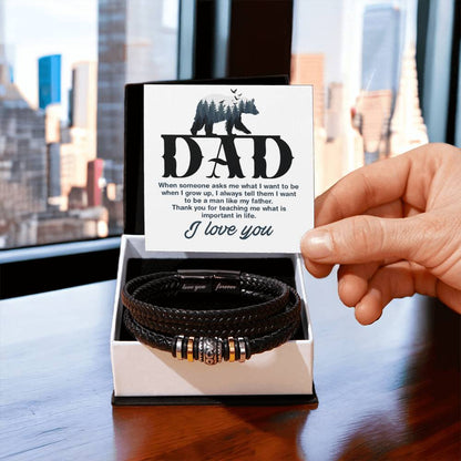 Leather Bracelet - Dad-When someone asks me - Love You Forever Bracelet - Personalize Memories