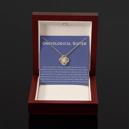 Unbiological Sister Necklace - Gift for Bonus Sister - Love Knot Necklace - Personalize Memories
