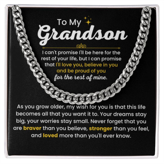 To My Grandson - I Believe in you - Chain Link Chain from Grandparents - Personalize Memories