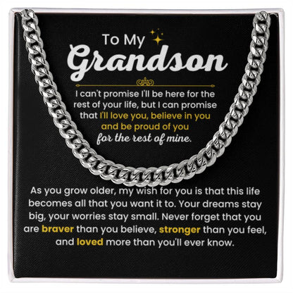 To My Grandson - I Believe in you - Chain Link Chain from Grandparents - Personalize Memories