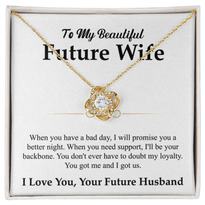 To My Future Wife Necklace - Soulmate Jewelry Gift for Valentine’s Day, Birthday - Love Knot Necklace - Personalize Memories