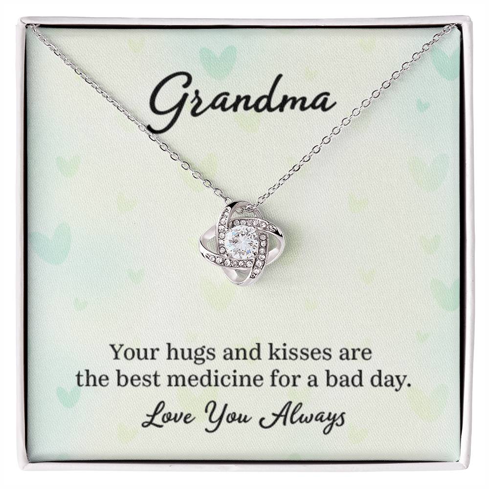 Gift for Grandma - Your Hugs and Kisses Grandma - Love Knot Necklace - Personalize Memories