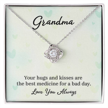 Gift for Grandma - Your Hugs and Kisses Grandma - Love Knot Necklace - Personalize Memories