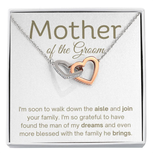 Mother of the Groom Gift - I'm soon to walk down the aisle and join your family - Interlocking Hearts Necklace - Personalize Memories