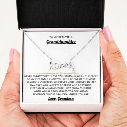 To My Granddaughter Necklace – Holiday Birthday Jewelry Gift from Grandma – Scripted Love Necklace - Personalize Memories