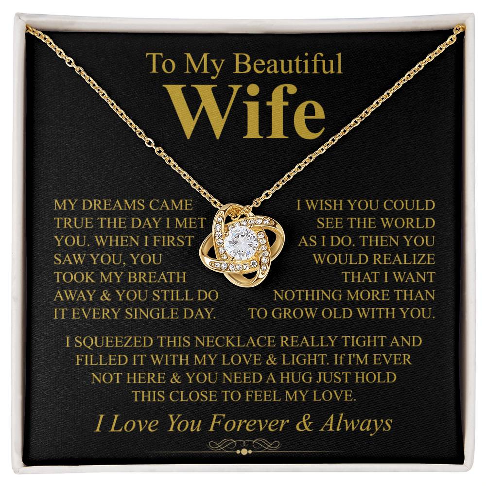 To My Beautiful Wife - I Love You Forever & Always - Love Knot Necklace Gift for Her - Personalize Memories