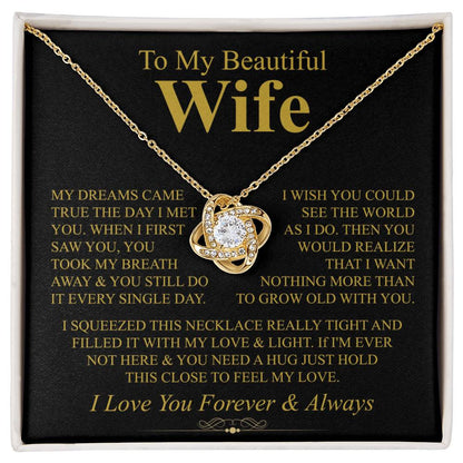 To My Beautiful Wife - I Love You Forever & Always - Love Knot Necklace Gift for Her - Personalize Memories