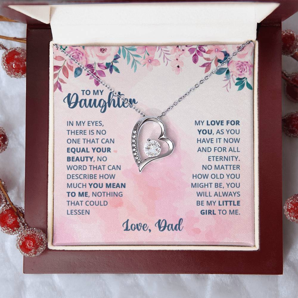 To My Daughter Necklace - Equal Your Beauty - Dad to Daughter Gift - Forever Love Necklace - Personalize Memories
