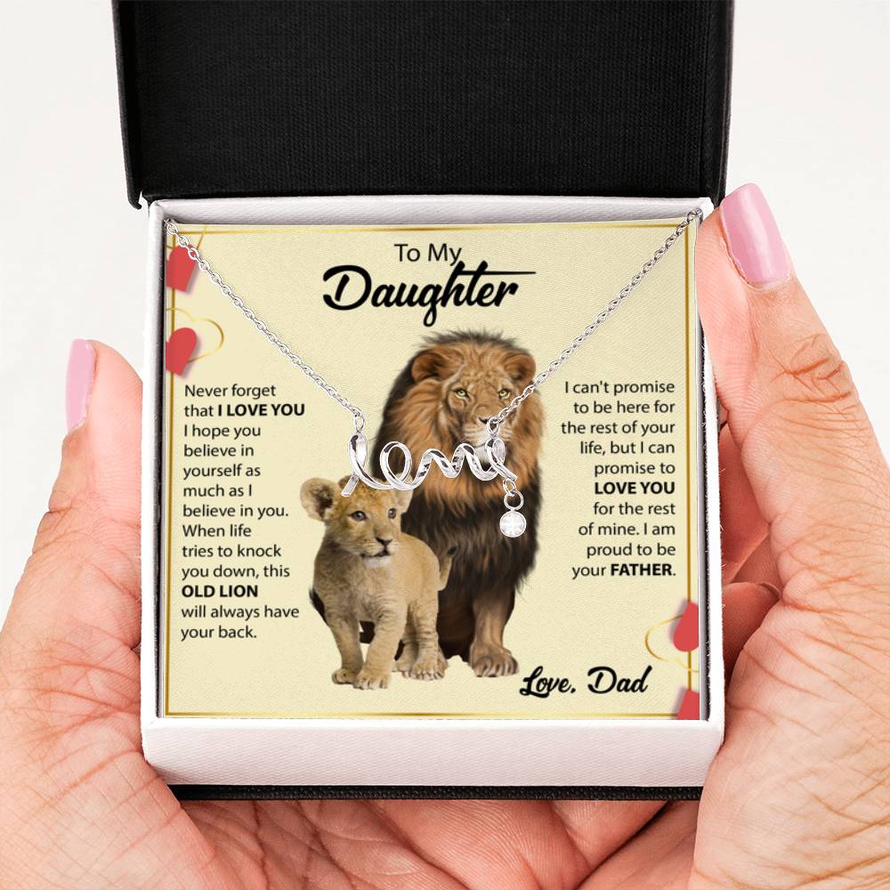 To My Daughter Necklace - Best Surprise Gift for Daughter from Dad for Graduation, Birthday & Christmas - Scripted Love Necklace - Personalize Memories