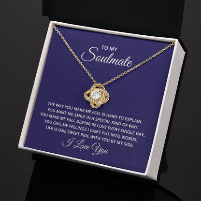 To My Soulmate Necklace - Romantic Necklace Gift for Her for Birthday & More - Love Knot Necklace - Personalize Memories