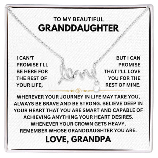 To My Granddaughter – Granddaughter Christmas, Graduation Jewelry Gift – Scripted Love Necklace - Personalize Memories