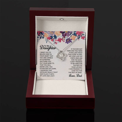 To My Daughter Necklace Gift from Dad for Birthday, Graduation, Christmas & Valentine's Day - Love Knot Necklace - Personalize Memories