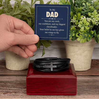 To My Dad - You are my rock - Gift for Dad - Men's Cross Bracelet - Personalize Memories