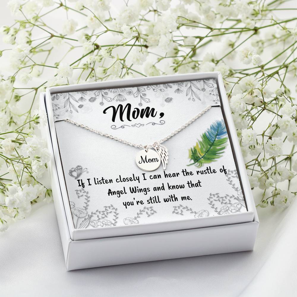 Angel Wing Mom Necklace Gift from Heaven - Loss of Mother Gift - In Loving Memory Gift
