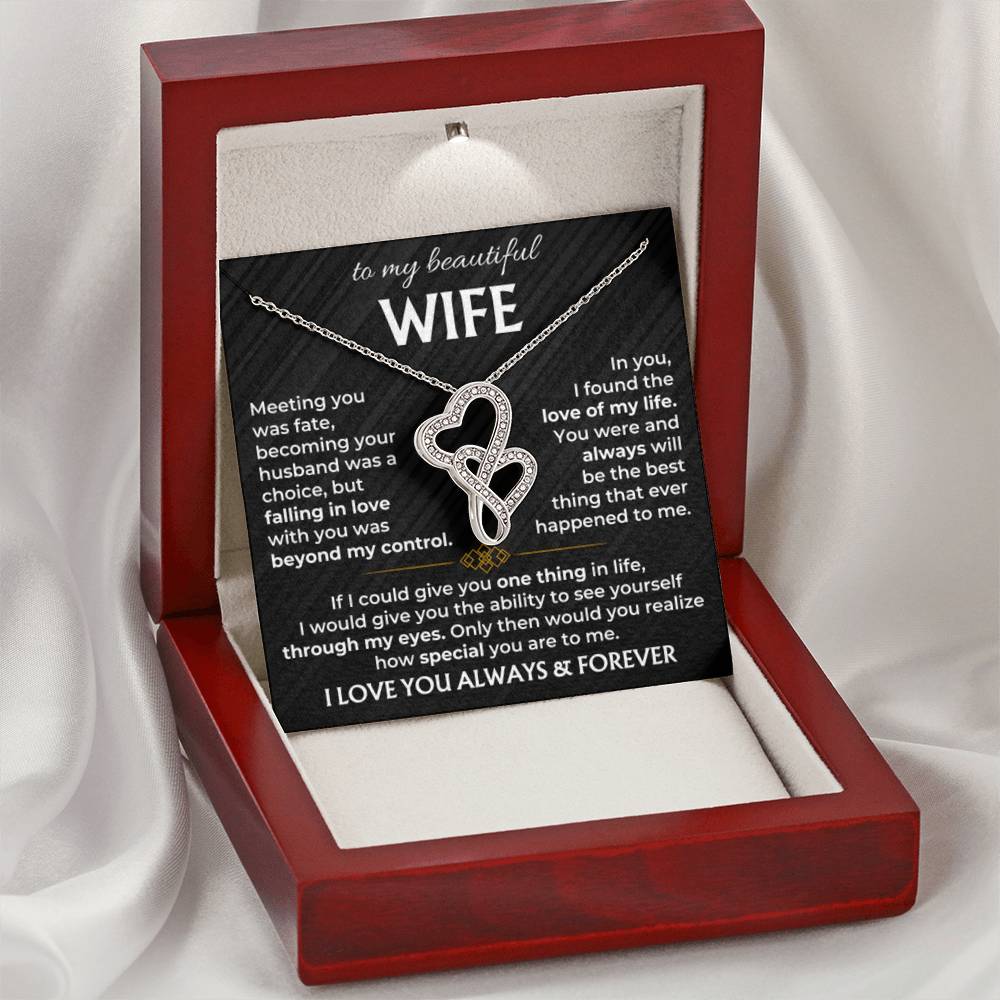 To My Wife Necklace - Forever Love Jewelry Gift from Husband for Birthday, Anniversary & Valentine’s Day - Heart-to-heart Pendant Necklace - Personalize Memories