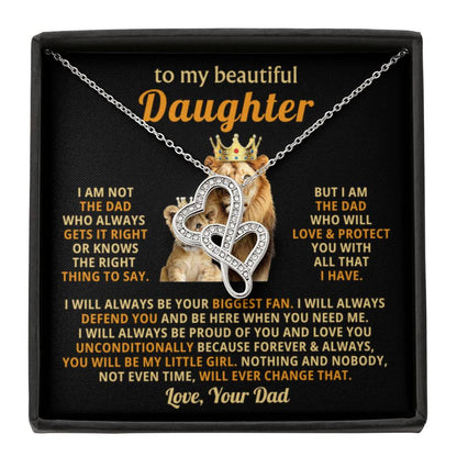 To My Daughter Necklace - Sentimental Surprise Gift from Dad - Heart-to-heart Pendant Necklace - Personalize Memories