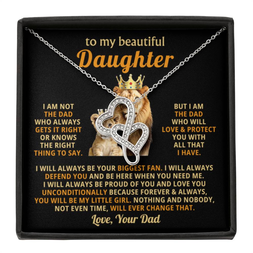 To My Daughter Necklace - Sentimental Surprise Gift from Dad - Heart-to-heart Pendant Necklace - Personalize Memories