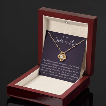 To My Sister In Law - Thank You for Accepting Me - Love Knot Necklace - Personalize Memories