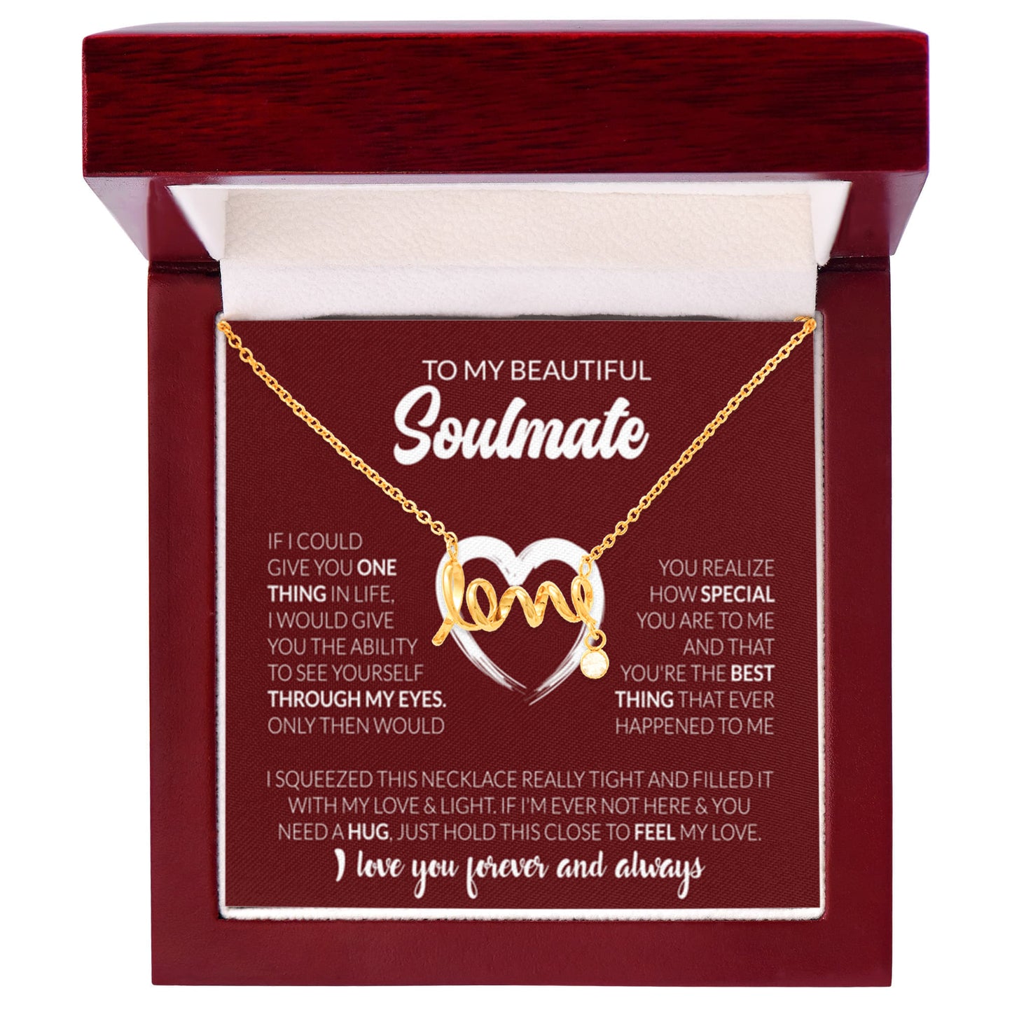 To My Beautiful Soulmate Necklace - Jewelry Gift for Her for Celebrating Romantic Moments - Scripted Love Necklace - Personalize Memories