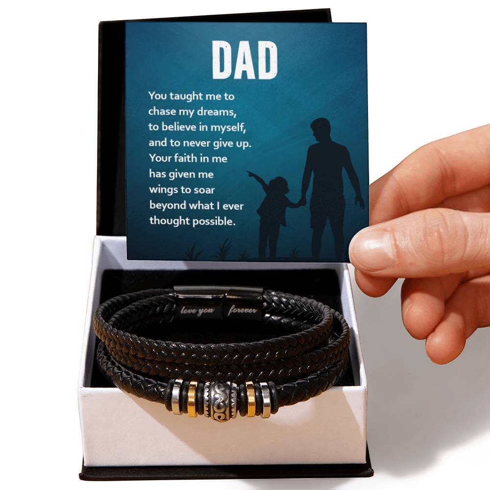 Gift for Dad - You taught Me To Chase My Dreams - Love You Forever Bracelet - Personalize Memories