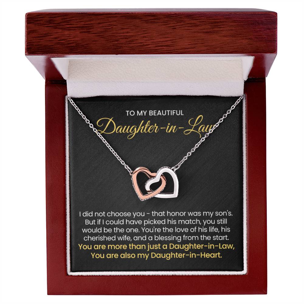 To My Daughter In Law - You are also my Daughter in heart - Interlocking Hearts Necklace - Personalize Memories
