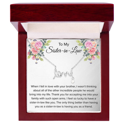 To My Sister In Law Necklace - Gift for Bonus Sister - Scripted Love Necklace - Personalize Memories