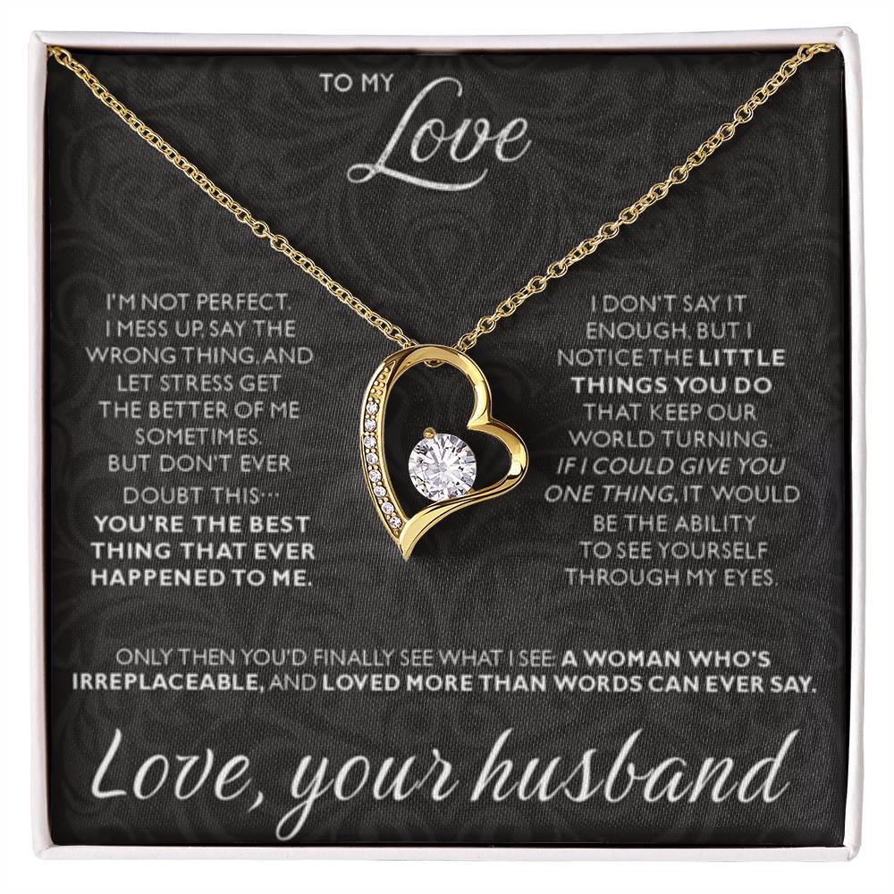 To My Wife Necklace - Romantic Birthday Jewelry Gift from Husband for Valentine’s Day & Long Lasting Memories - Forever Love Necklace - Personalize Memories