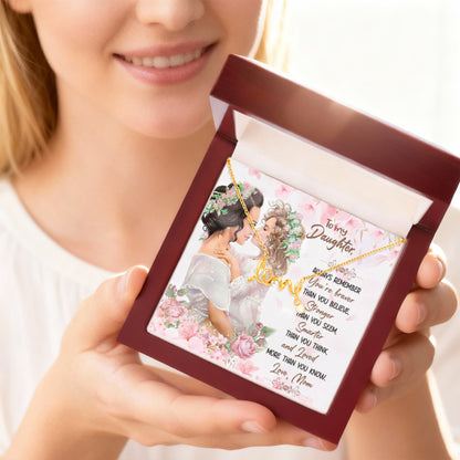 To My Daughter Necklace - Heartfelt Gift from Mom for Birthday, Graduation & Proud Mom Moments - Scripted Love Necklace - Personalize Memories