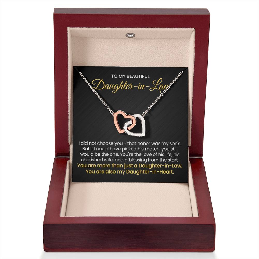 To My Daughter In Law - You are also my Daughter in heart - Interlocking Hearts Necklace - Personalize Memories
