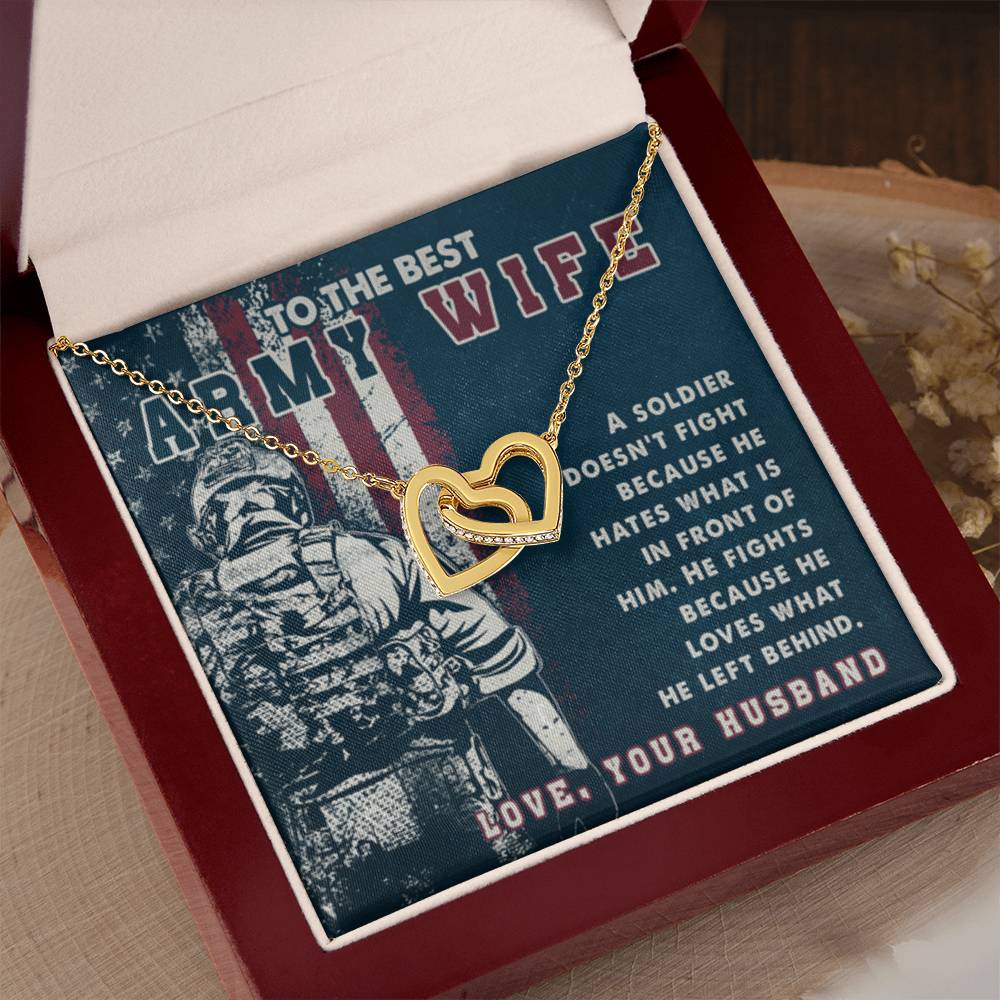 To The Best Army Wife Interlocking Hearts Necklace from Husband - Personalize Memories