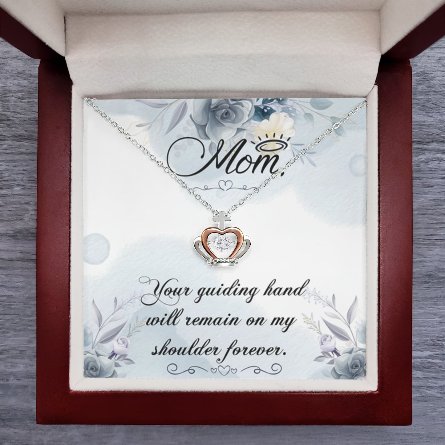 Best Gift for Mom - Your guiding hand - Crown Pendant Necklace - Personalize Memories