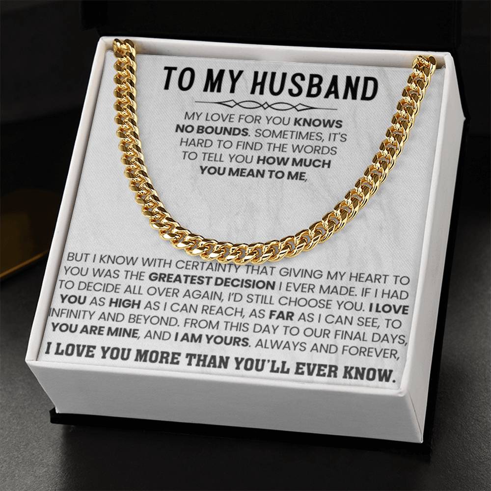 To My Husband – Cuban Link Chain – Birthday & Anniversary Jewelry from Wife - Personalize Memories