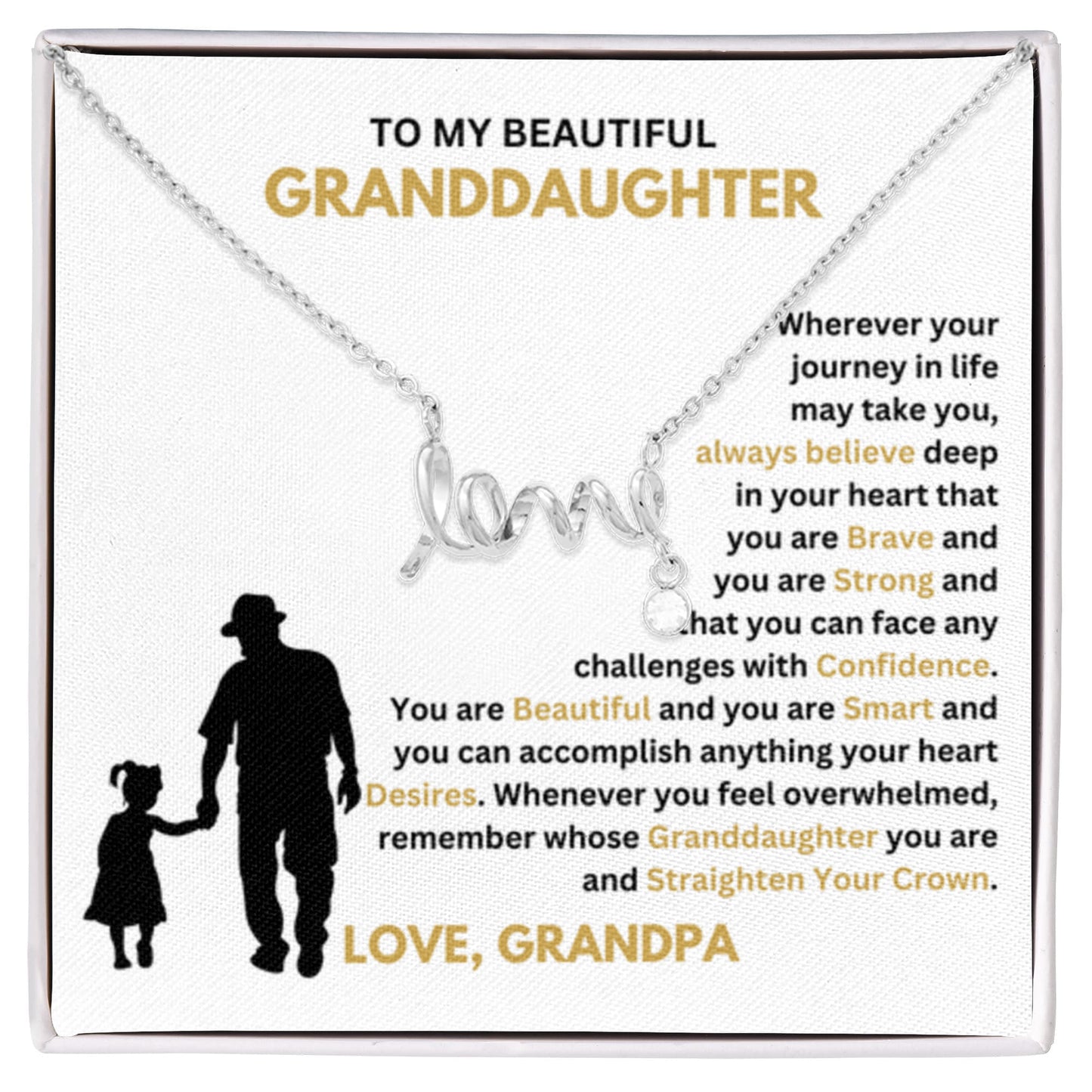 To My Granddaughter Necklace – Holiday Gift for Granddaughter Graduation from Grandpa – Scripted Love Necklace - Personalize Memories