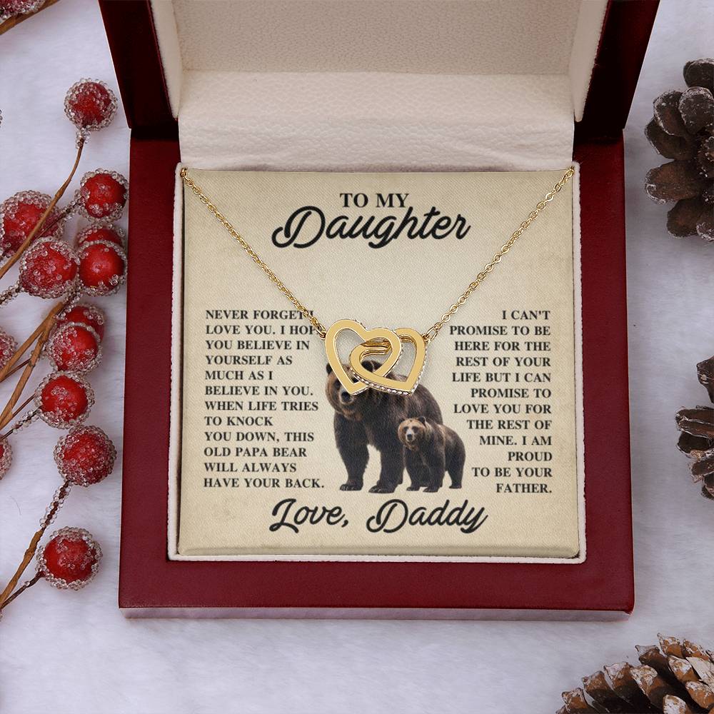 To My Daughter Necklace - Proud Dad to Daughter Jewelry for Birthday, Graduation & Special Celebrations - Interlocking Hearts Necklace - Personalize Memories