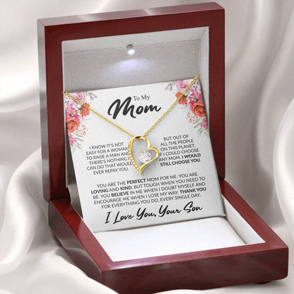 Gift for Mom from Son - You're The Perfect Mom For Me - Forever Love Necklace - Personalize Memories