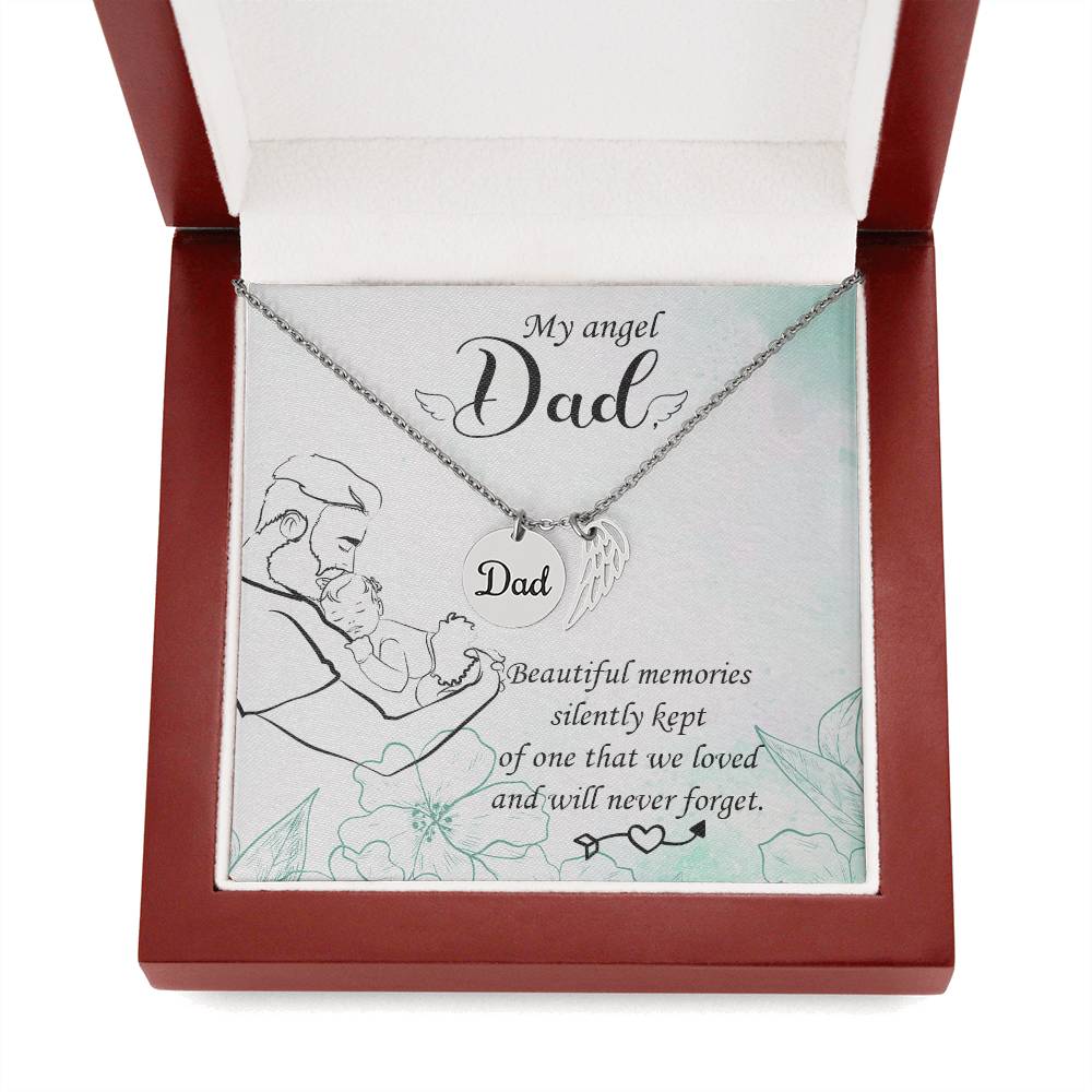 Dad Remembrance Necklace - My Angle Dad - Loss of Dad Gift
